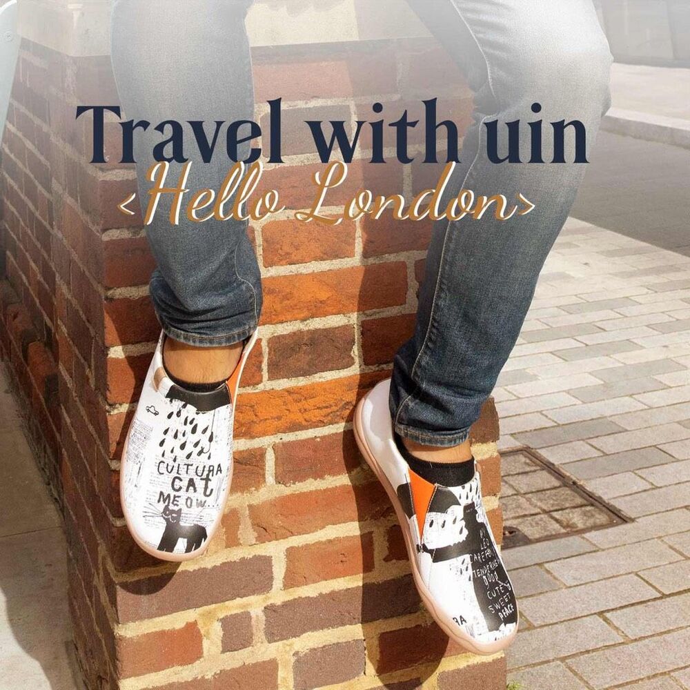 UIN Men's Loafers Travel Knitted Walking Casual Shoes (Toledo 1- MAN AND CAT)